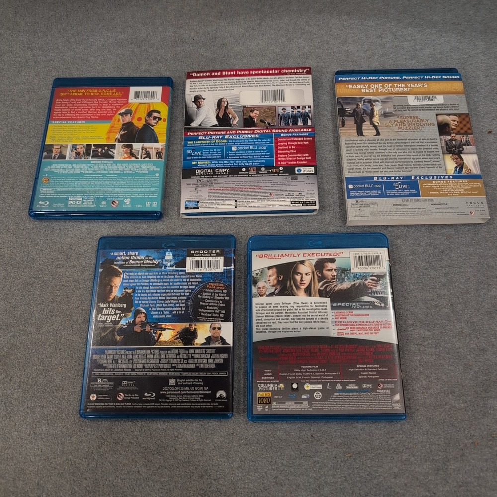 5 Blu-ray Action Political Thriller Movie Lot Shooter Tinker Tailor Soldier Spy - Picture 2 of 2